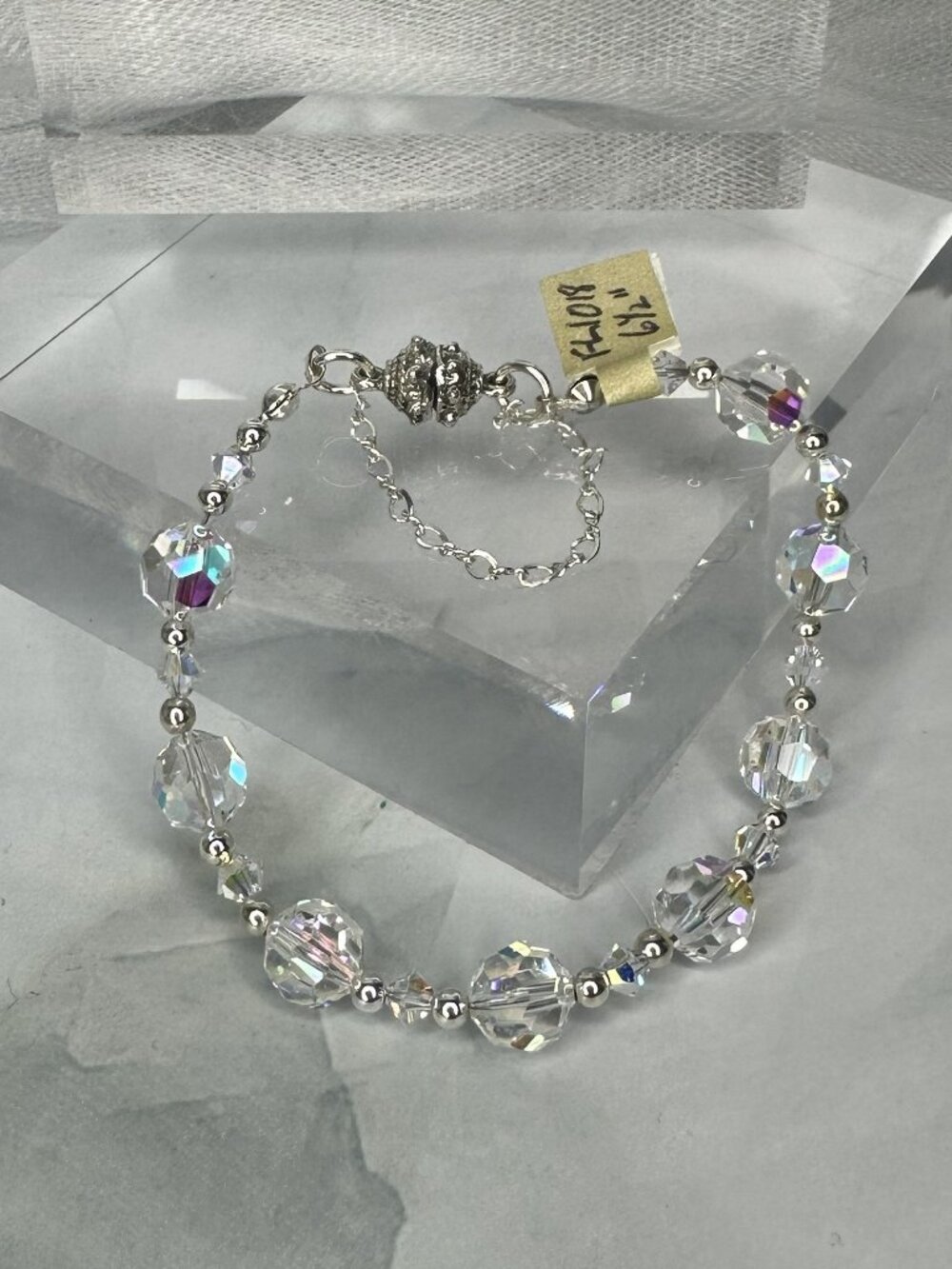 Artisan Swarovski Crystal AB (8mm) & Sterling Silver Ball Bead Bracelet New
